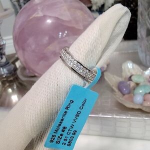 925 MOISSANITE Sterling Silver Diamond Full Eternity Size 8 Ring 2.51 CT